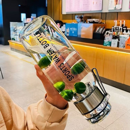 High-quality, attractive appearance, large-capacity, heat-resistant glass teacup with tea separation, portable and thick glass water cup