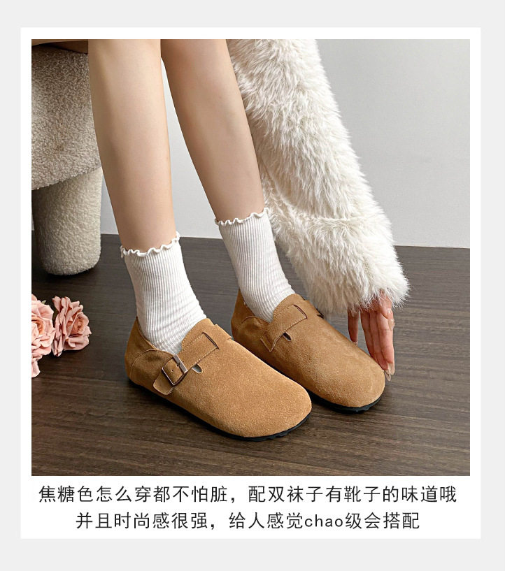 Giày lười da bò bít mũi quai hậu có khóa, đế cao 3 cm — Màu caramel, Màu mơ, Màu nâu đậm chi tiết 14