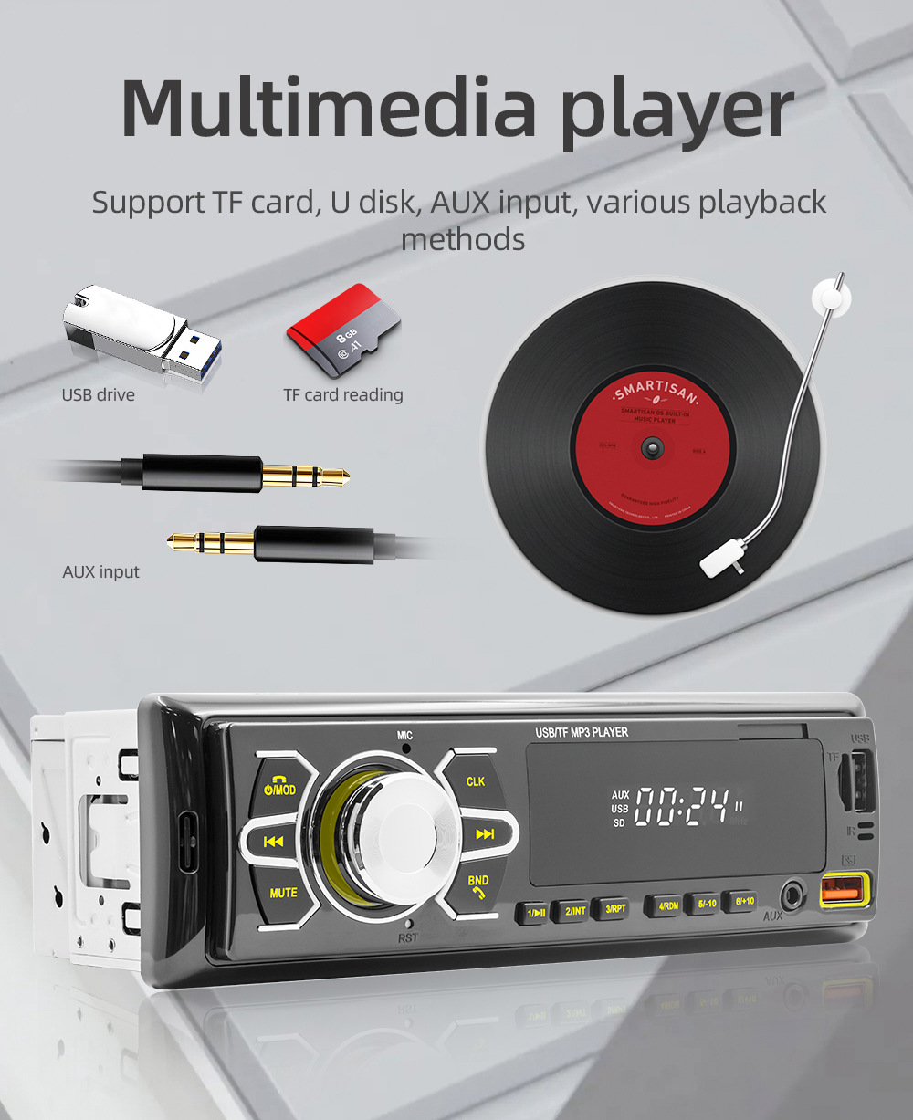 12V Positioning Car Fm Radio Stereo Remote Control Digital Bluetooth Audio Music Car Mp3 Player