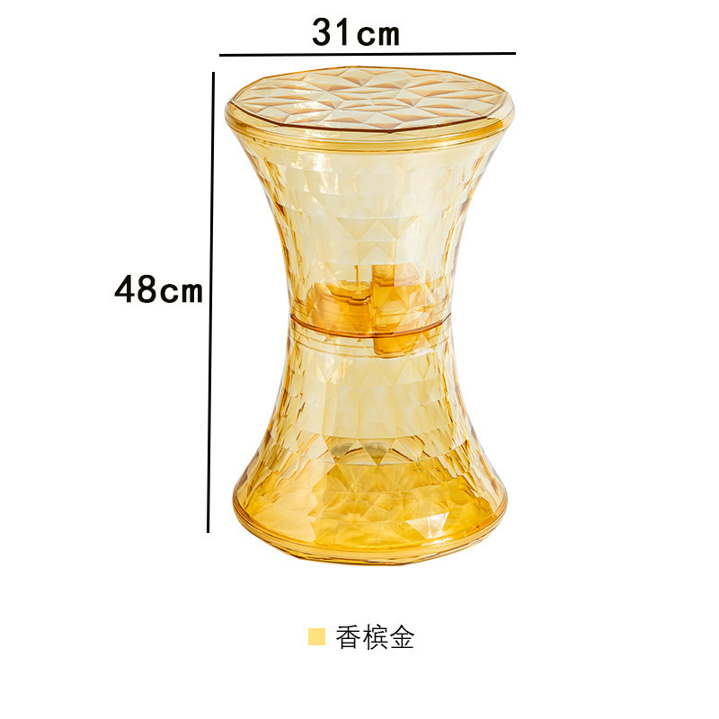 水晶收纳凳子透明创意造型坐墩客厅玄关简亚克力ins网红休闲圆凳|undefined
