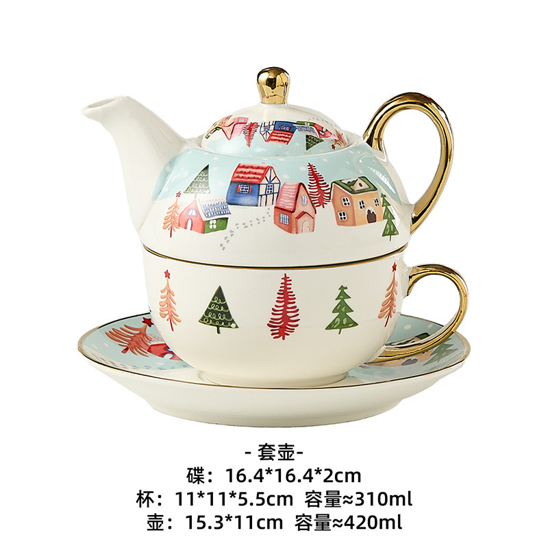 圣诞陶瓷餐具套装米饭碗 可印logo餐具可爱点心菜盘陶瓷亚马逊专|undefined
