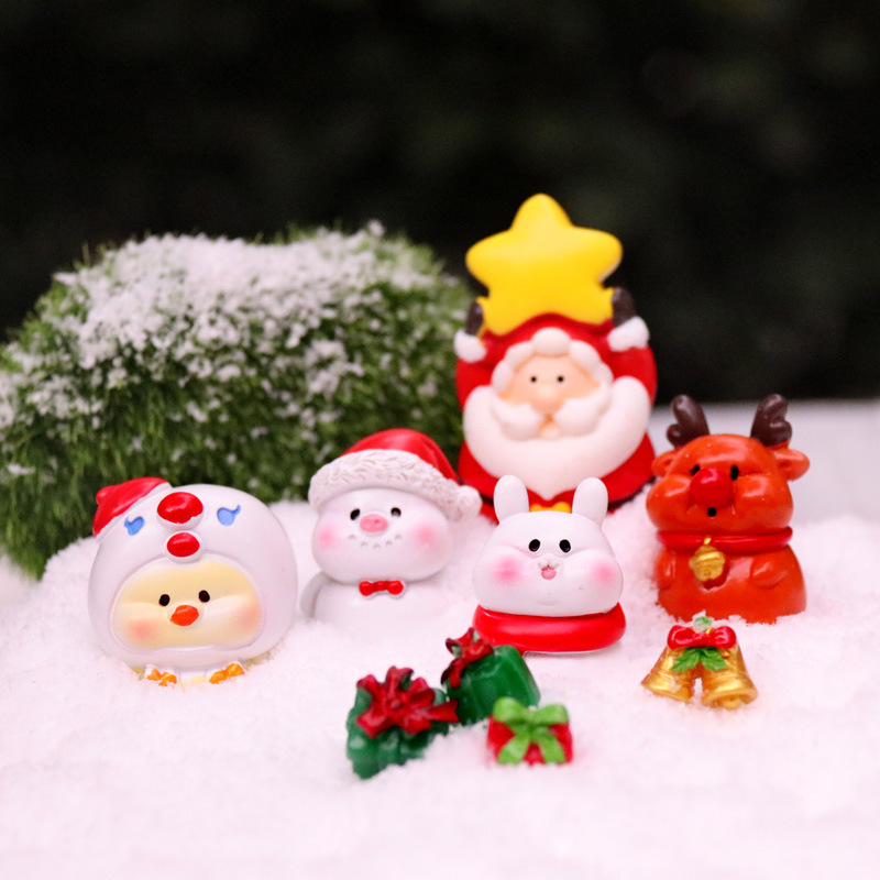 2022新品サンタクロース雪だるまヘラジカクリスマスツリー模型フィギュア人形デスクトップ微景観小物|undefined