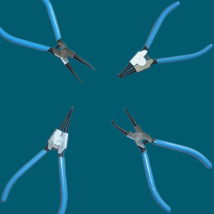 优质7寸沾塑孔弯卡簧钳子锻打轴直挡圈钳