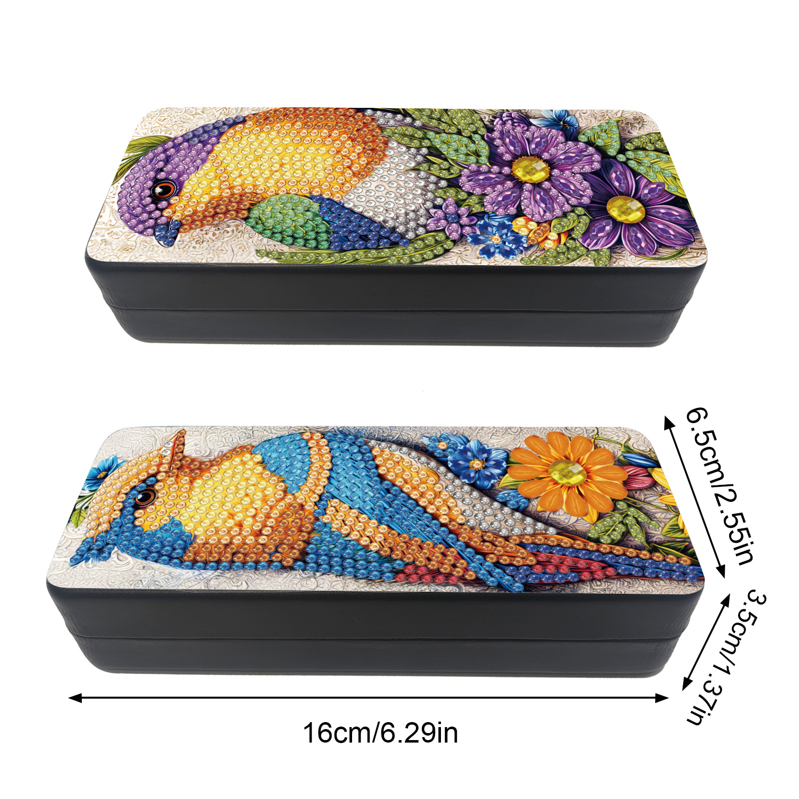 Transfronterizos para pintura de diamantes caja de perímetro hecha a mano DIY puntual pintura pegada caja de regalo dibujos animados 5D caja de gafas almacenamiento