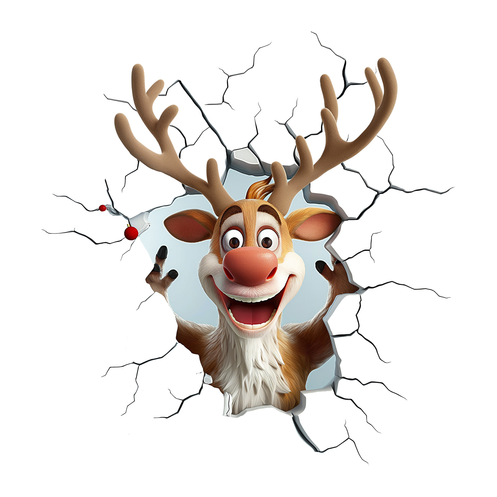 MS-XA026 Chistmas Ceative 3D Wall-beaking Catoon Reindee Festive Atmosphee Living Room Home Decoation Wall_voghion.com