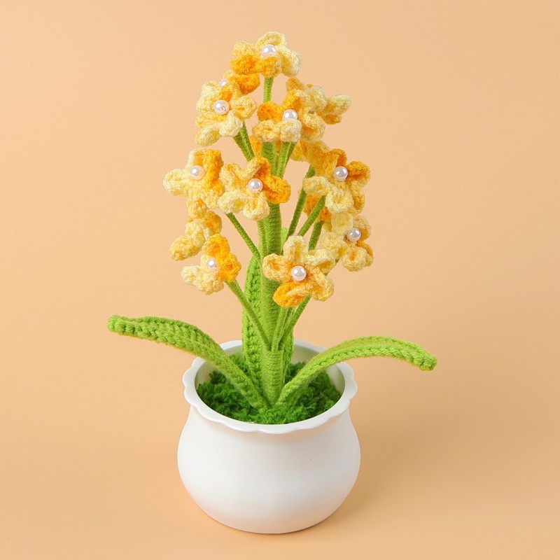 完成したウールひまわり鉢植えスズラン造花チューリップデスクトップ装飾品バレンタインデー教師クラスメートギフト|undefined