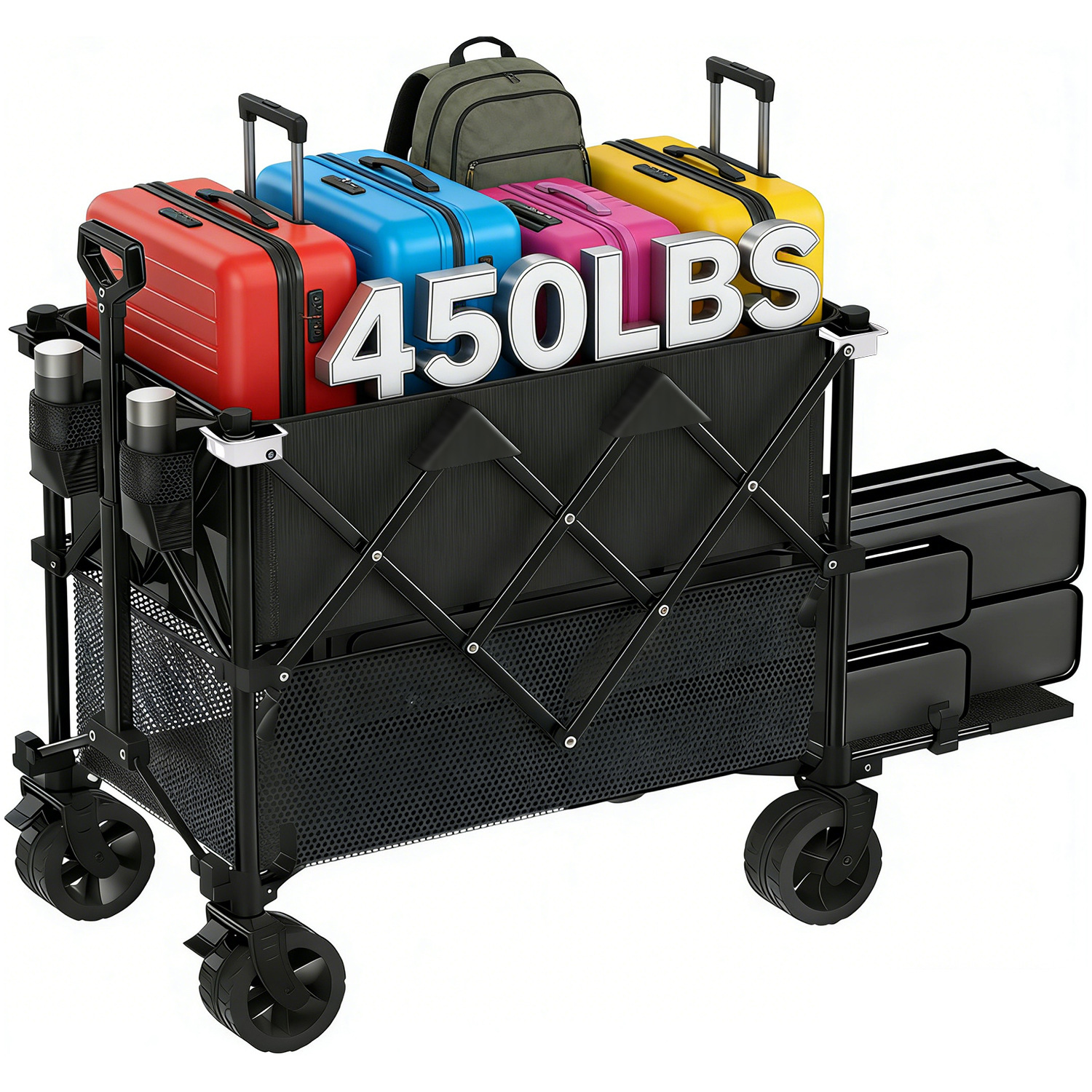 Cross-border bestseller: multifunctional camping and picnic cart, suitable for home use, can be pulled or pushed, with universal wheels