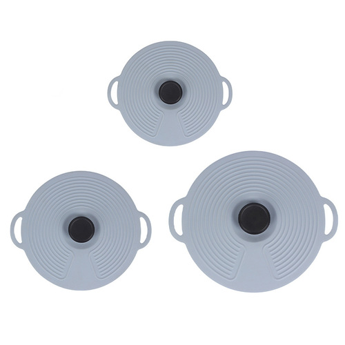 Cross-border silicone fresh-keeping lid 3-piece set anti-spill and dust-proof pot lid microwave bowl lid kitchen household fresh-keeping lid