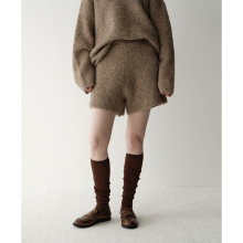 UNITY MODE 绵羊毛圈圈纱毛织短裤女秋冬季宽松显瘦复古休闲裤子