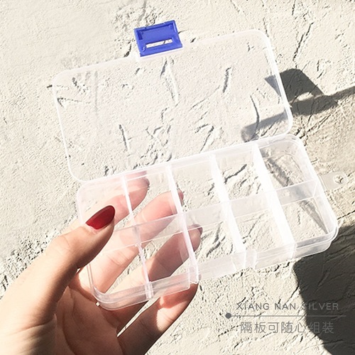 Plastic jewelry transparent storage box portable earrings rings bracelets necklaces sorting storage box 10-compartment accessory box