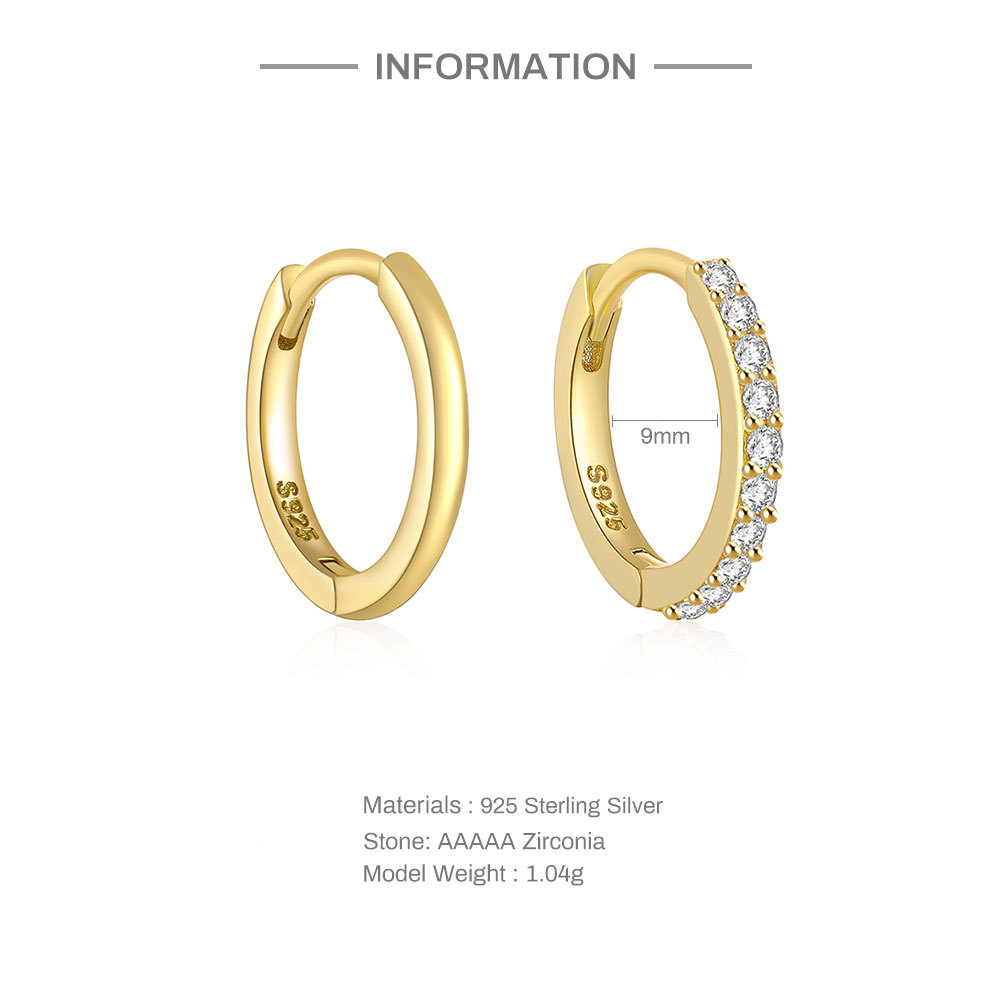 Fashion Round Silver Inlaid Zircon Earrings 1 Pair