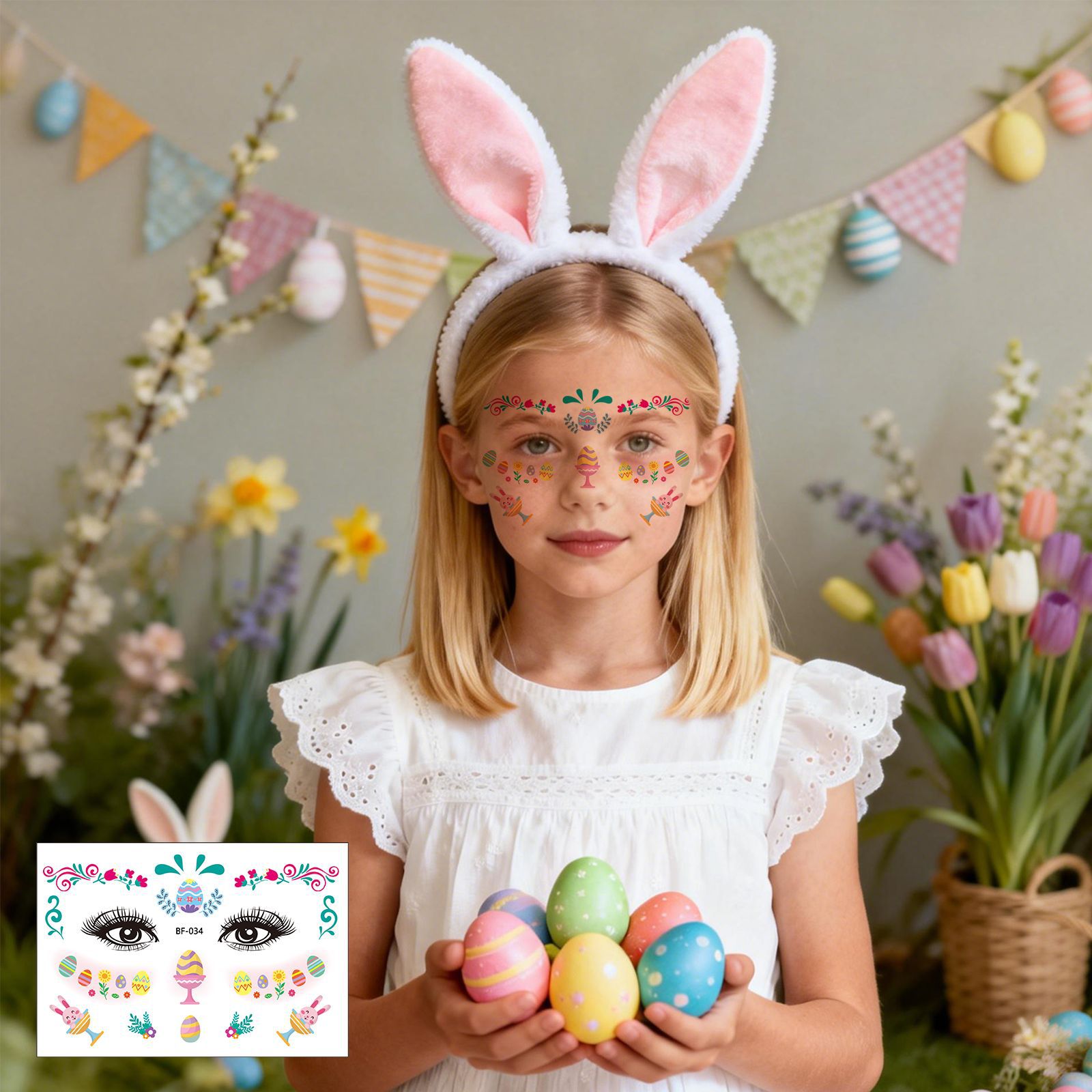 Tatuajes Temporales Infantiles de Pascua Papel de Transferencia de Agua Impermeable para Fiesta