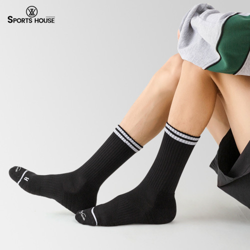 Sport's House men's mid-calf sports trendy socks are versatile for daily street wear and solid color casual socks