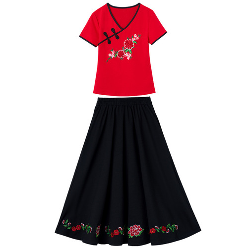 Luoshen square dance costume new suit spring and summer classical Chinese style performance dance costume embroidered performance costume long skirt
