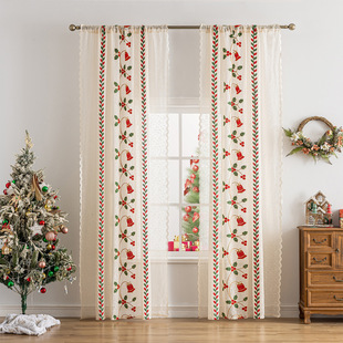Cross-border Amazon Christmas embroidery hollow curtain embroidery living room bedroom European American in stock finished wholesale