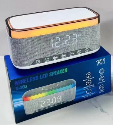 人気無線充電bluetoothスピーカーディスプレイ時計目覚まし時計ハイパワー無線bluetoothスピーカーカードFM|undefined