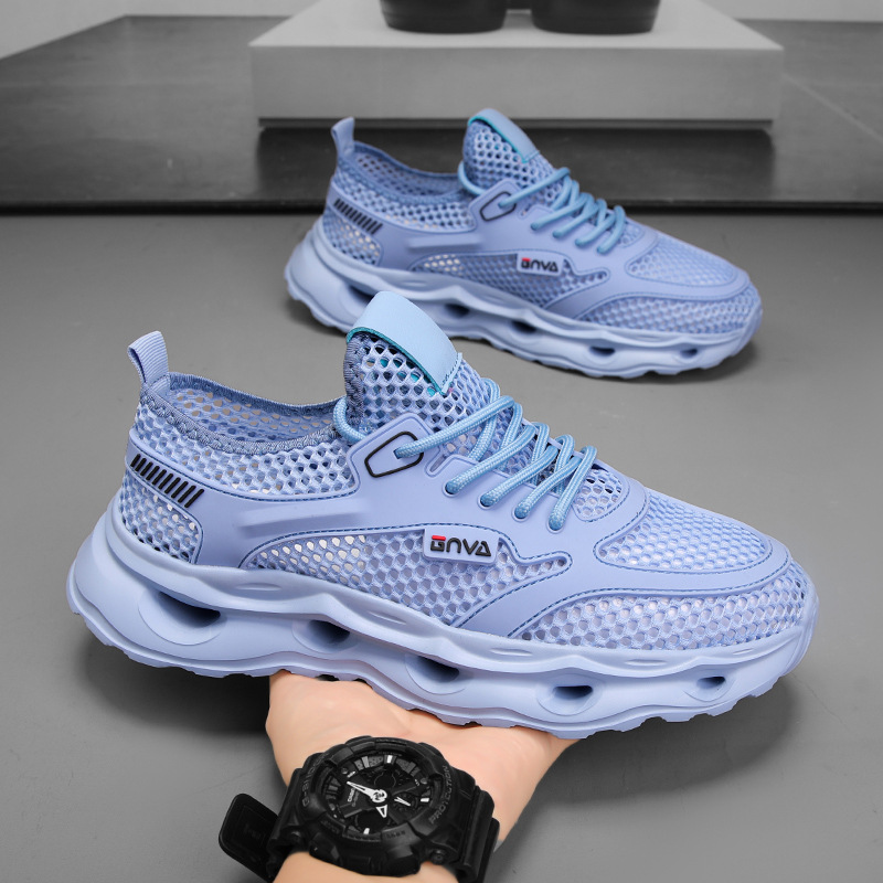 2025 zapatos casuales deportivos transpirables de malla de verano transfronterizo para hombres, agujeros huecos, sandalias de moda para hombres al aire libre al por mayor