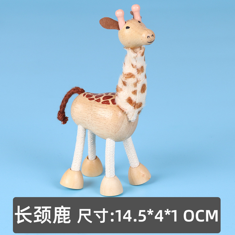 手作りの木の動物の人形ケヤキの対外貿易の置物の子供の贈り物のままごとのセットのおもちゃの動物の模型|undefined