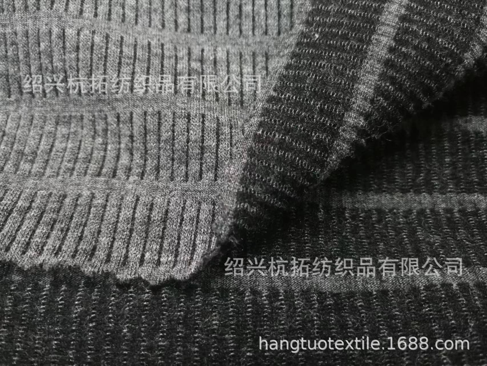 针织230gTR氨纶麻灰提花绉布  TR弹力提花皱布