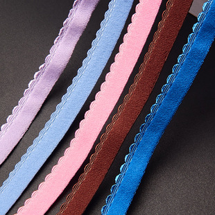 1.2cm Colorful Crescent Nail Bud Double-Sided Velvet Toothed Edge Elastic Non-Slip Brushed Intimates Shoulder Strap Drawstring Elastic Band