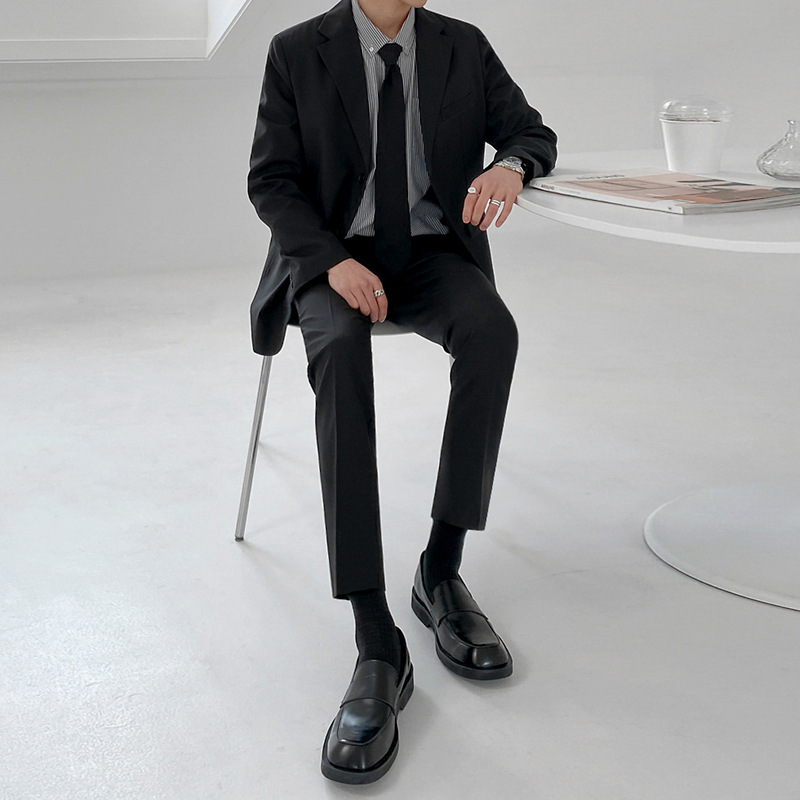 Casual Suit Jacket Men's Loose Handsome Suit High-End Top Single Piece Business Formal Korean Style Student Suit