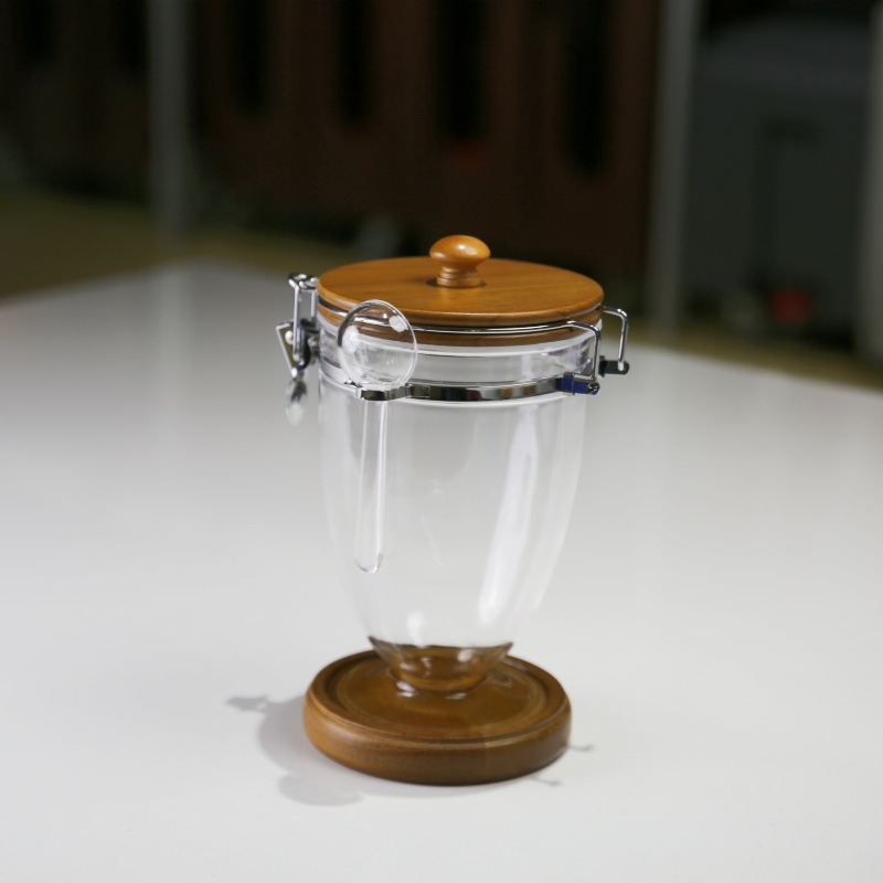 Transparent Acrylic Coffee Bean Sealed Jar Storage Jar Oak Trophy Sealed Jar Moisture-Proof Storage Jar Tea Jar