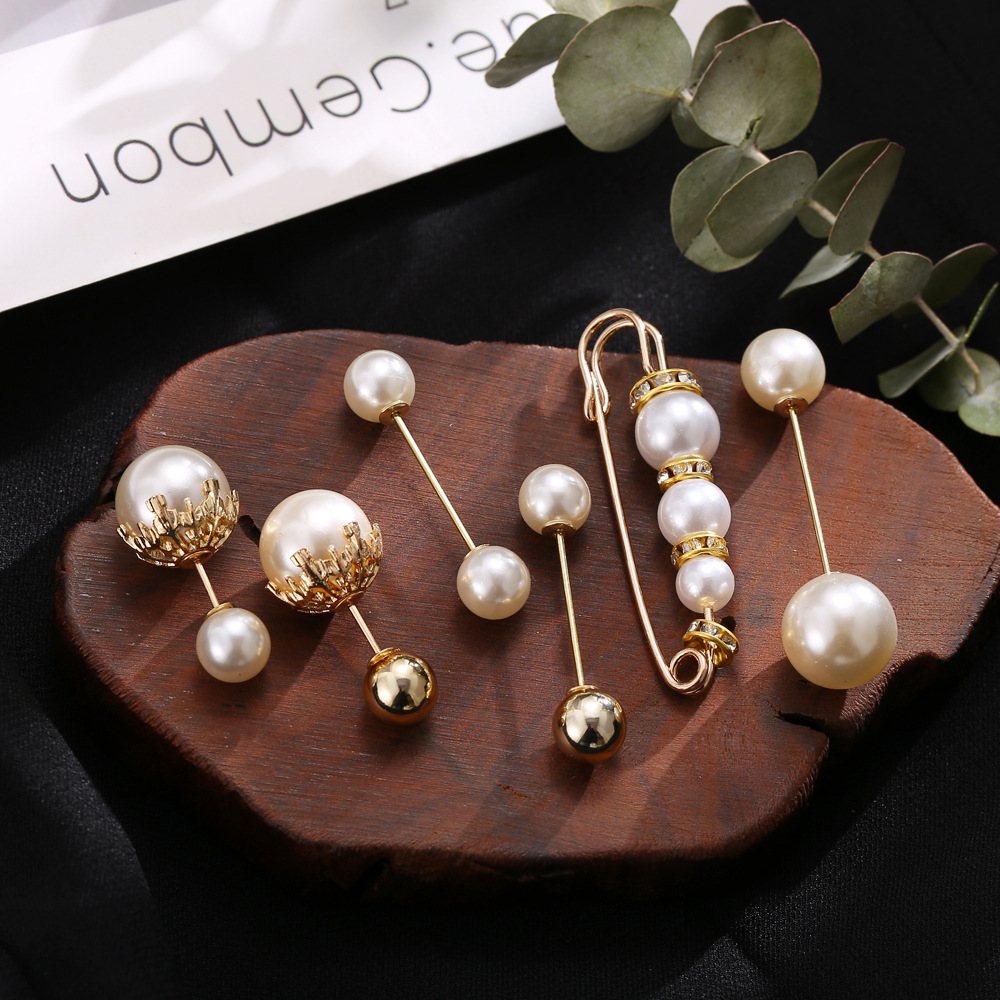 New Fashion Style Retro Creative Simple Pearl Brooch Set display picture 7