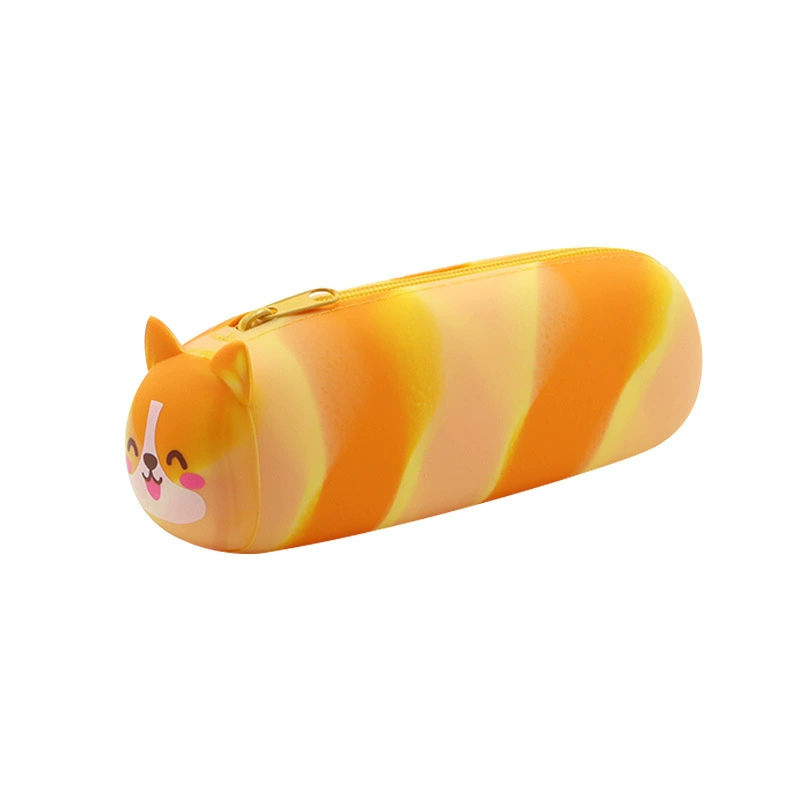Cartoon silicone handheld cute capacious pencil case, universal storage bag for students, new collection, fall protection