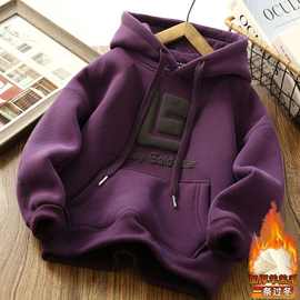 加绒男童卫衣冬装2025新款儿童上衣中大童加厚一体绒小孩冬天衣服