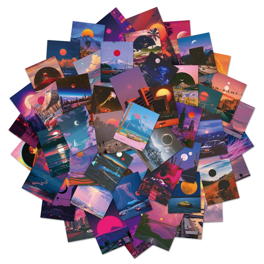 50 красивых пейзажей закат Исцеление рука счет наклейки тележка чехол ноутбук холодильник чехол для телефона водонепроницаемые наклейки