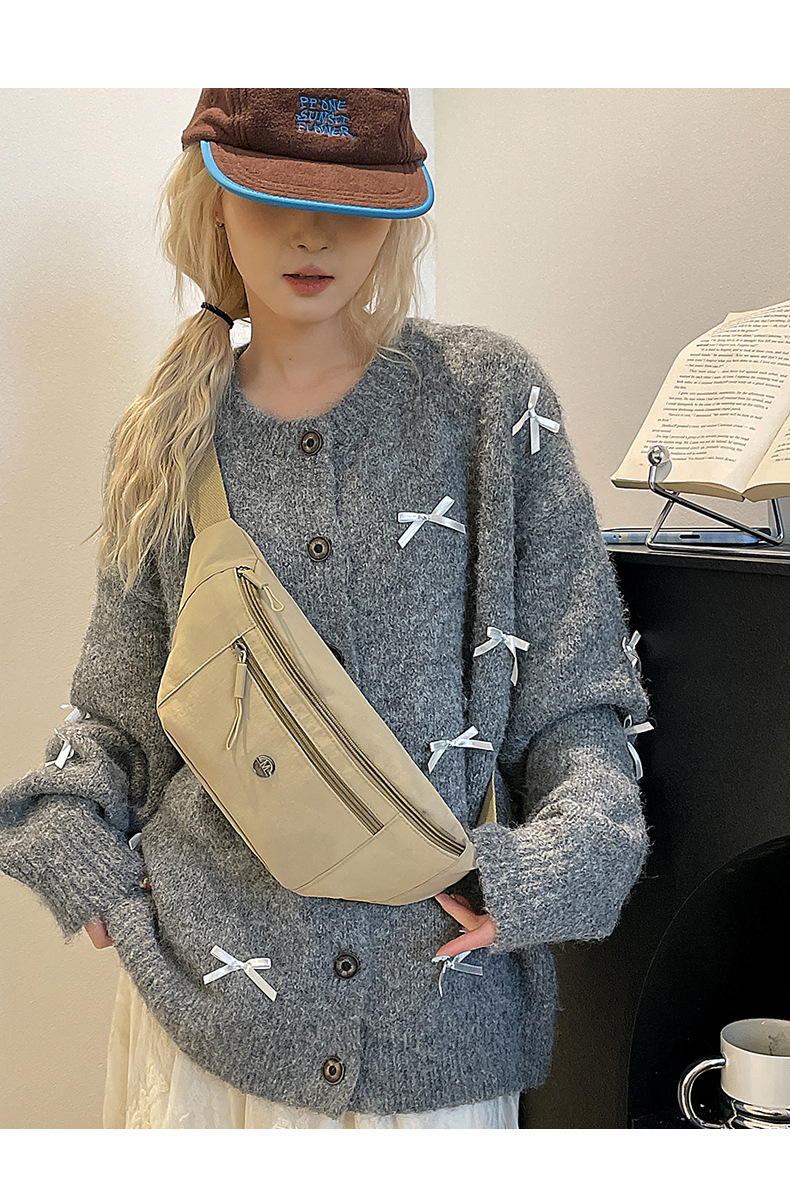 New sporty and casual waist bag for outdoor storage, simple solid color women's chest bag, crossbody backpack wholesale undefined