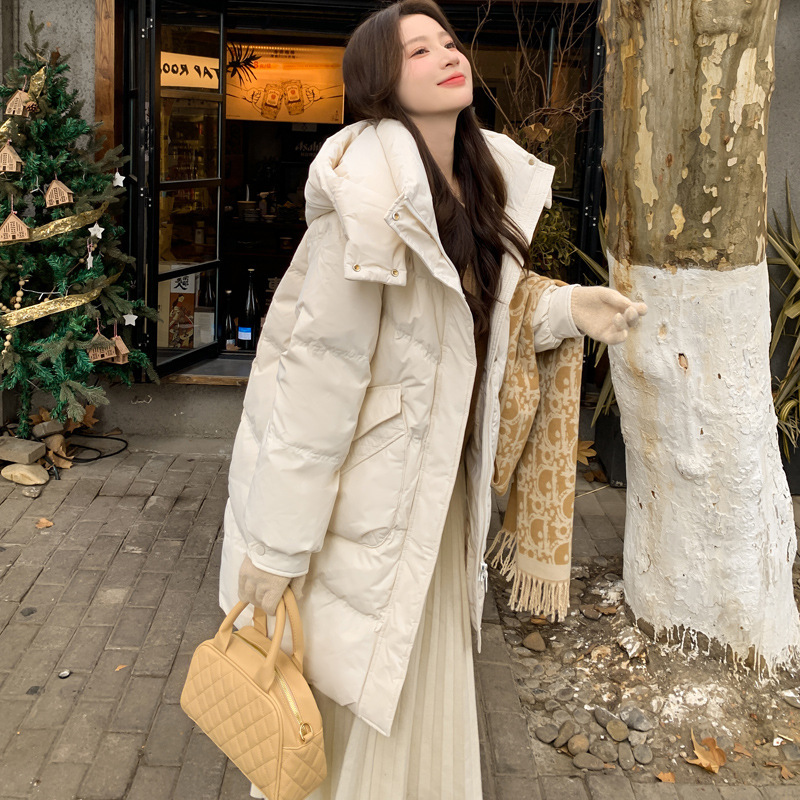 Big Brand High-End 90% White Duck down Jacket for Women, Mid-Length, 2025 Winter New Thick Versatile Coat, Trendy