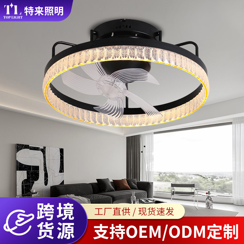 Ventilador de Techo con Luz de Acrílico y Hierro Inteligente Atenuable para Dormitorio