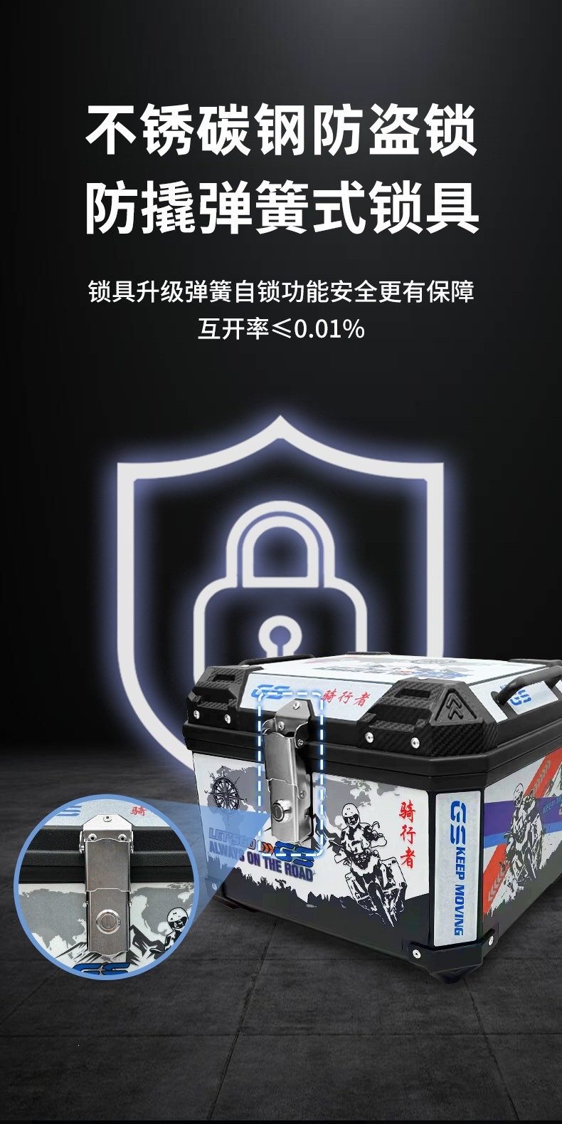Electric scooter tail box, detachable storage box, large-capacity, waterproof, made of plastic alloy, suitable for motorcycles