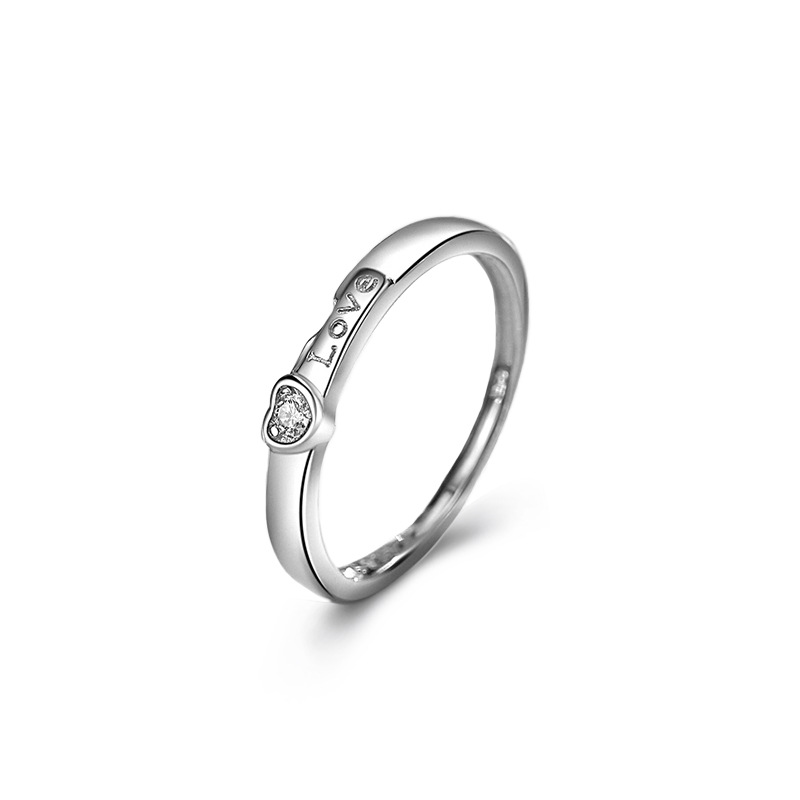 Anillo de pareja de plata esterlina S925 con letras de diamantes anillo de pareja encantadora nicho de moda de alto grado de lujo ligero sin desvanecimiento joyería de boca abierta