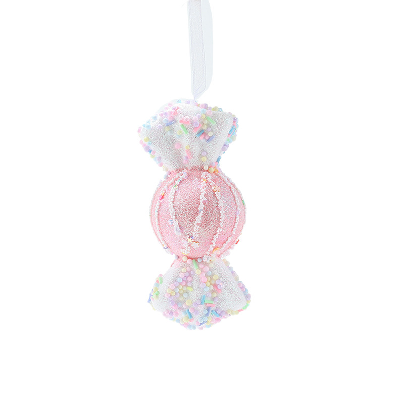 Nuevas decoraciones de Navidad lindas caricaturas rosa macarón espuma caramelo colgante árbol de Navidad accesorios colgantes