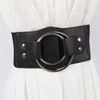 Эскимовые эластичные аксессуары Осенние и зимние корейские двойные кольца супер широкие талии черный женский серебряный большой круглый ремень широкий пояс