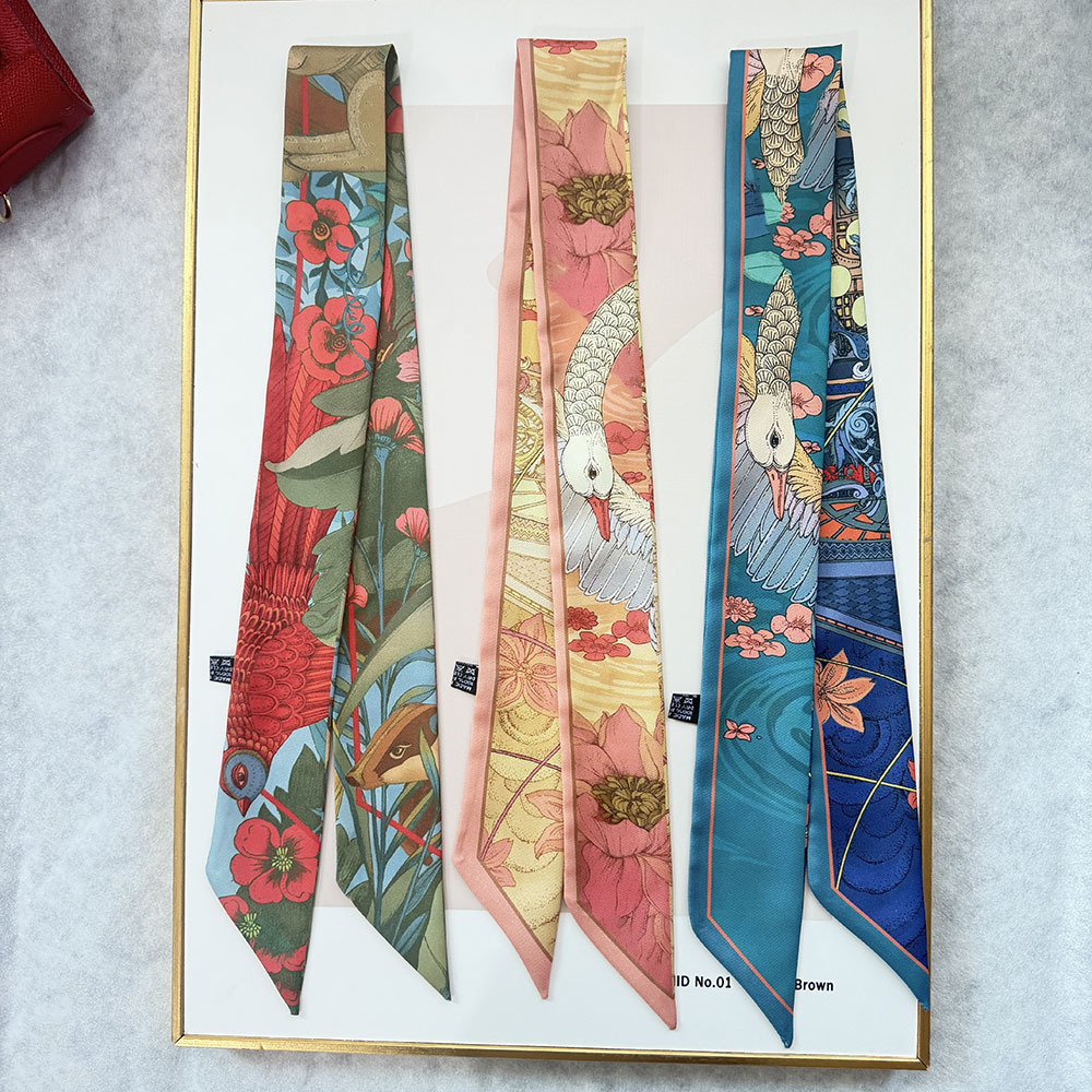 新款动物丛林丝巾小长条飞鹅绑包包丝带时尚复古领巾装饰发带批发