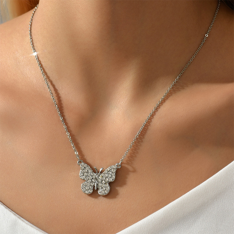 1 Piece Fashion Butterfly Alloy Plating Inlay Rhinestones Womenu0027S Pendant Necklace