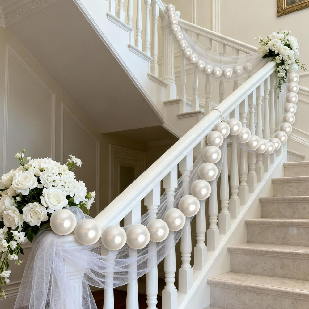 Simulación de gran perla colgante de boda decoración de fondo de pared DIY cuentas colgantes esferas blancas colgantes