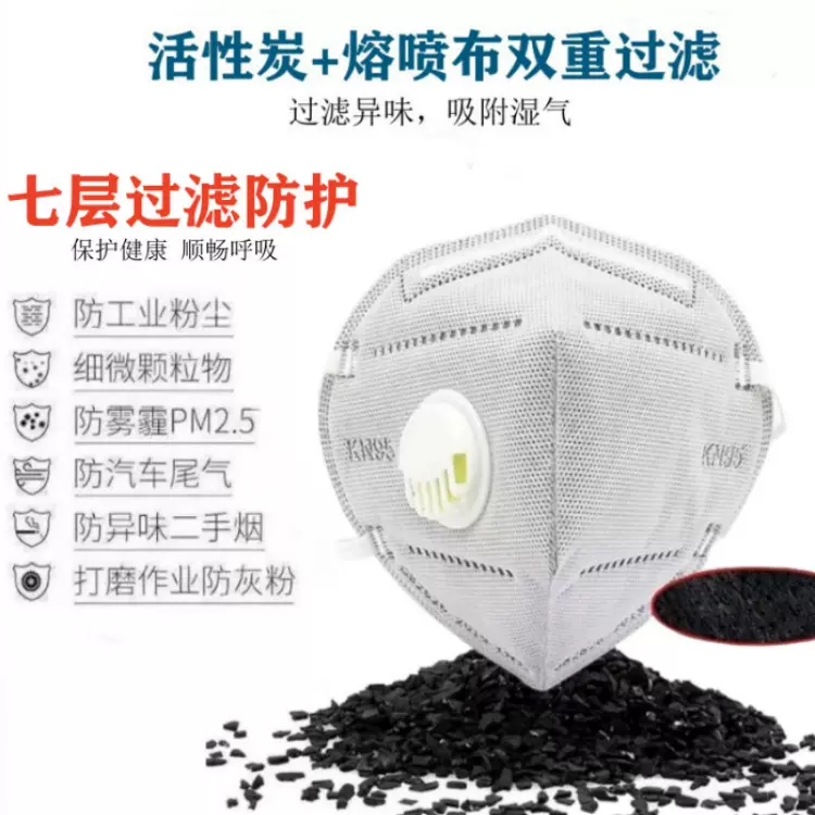 头戴式口罩kn95呼吸阀防尘防工业粉尘活性炭透气工厂口罩不勒耳
