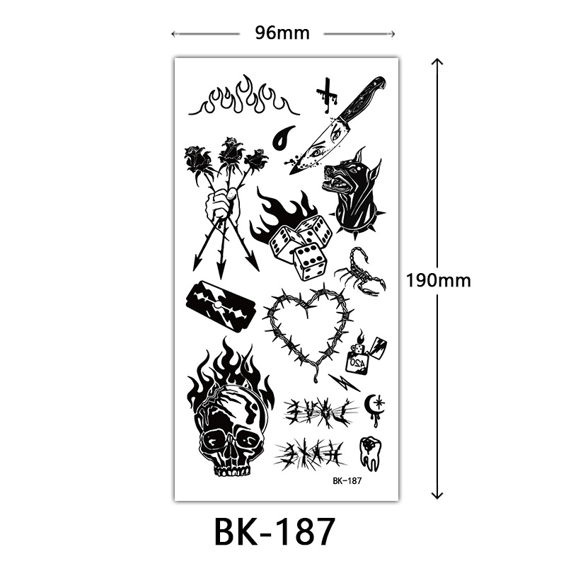 Tatuaje Temporal de Flores Boceto de Papel de Transferencia al Agua, Impresión por Transferencia de Agua, para Cuerpo image 193