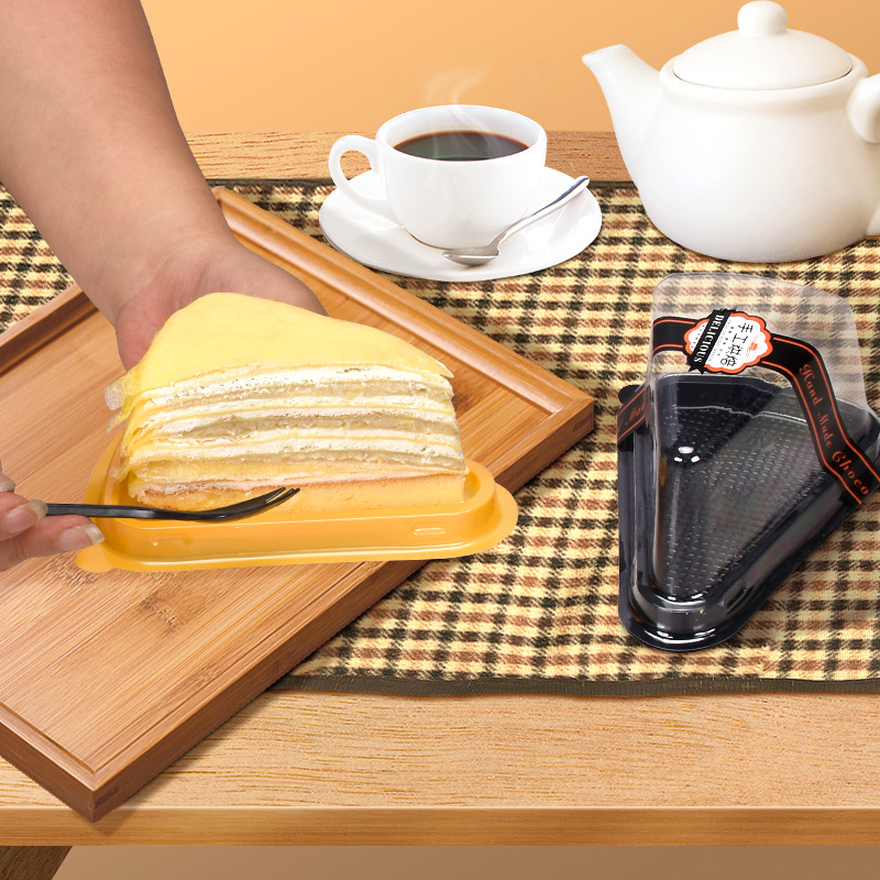 A03 triángulo mousse caja pastel caja transparente 6 pulgadas 8 pulgadas corte bloque hornear punto occidental engrosada A02 blister caja de embalaje