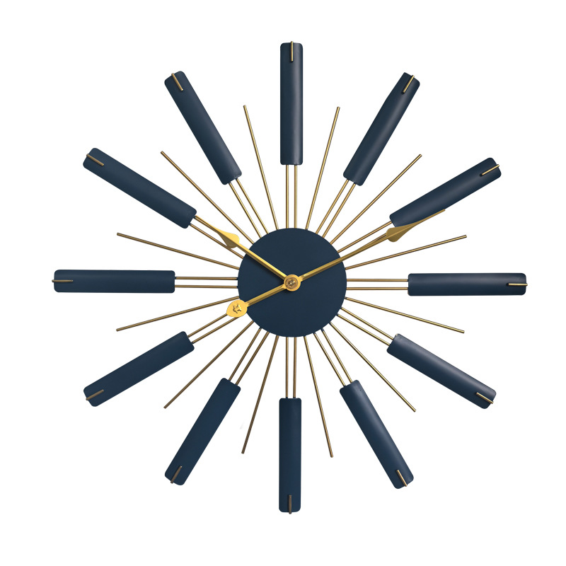 Estilo Europeo sala de estar entrada mudo Reloj de pared de hierro Luz de lujo decorativo Reloj de pared de la leche tienda de té Reloj de pared reloj de arte