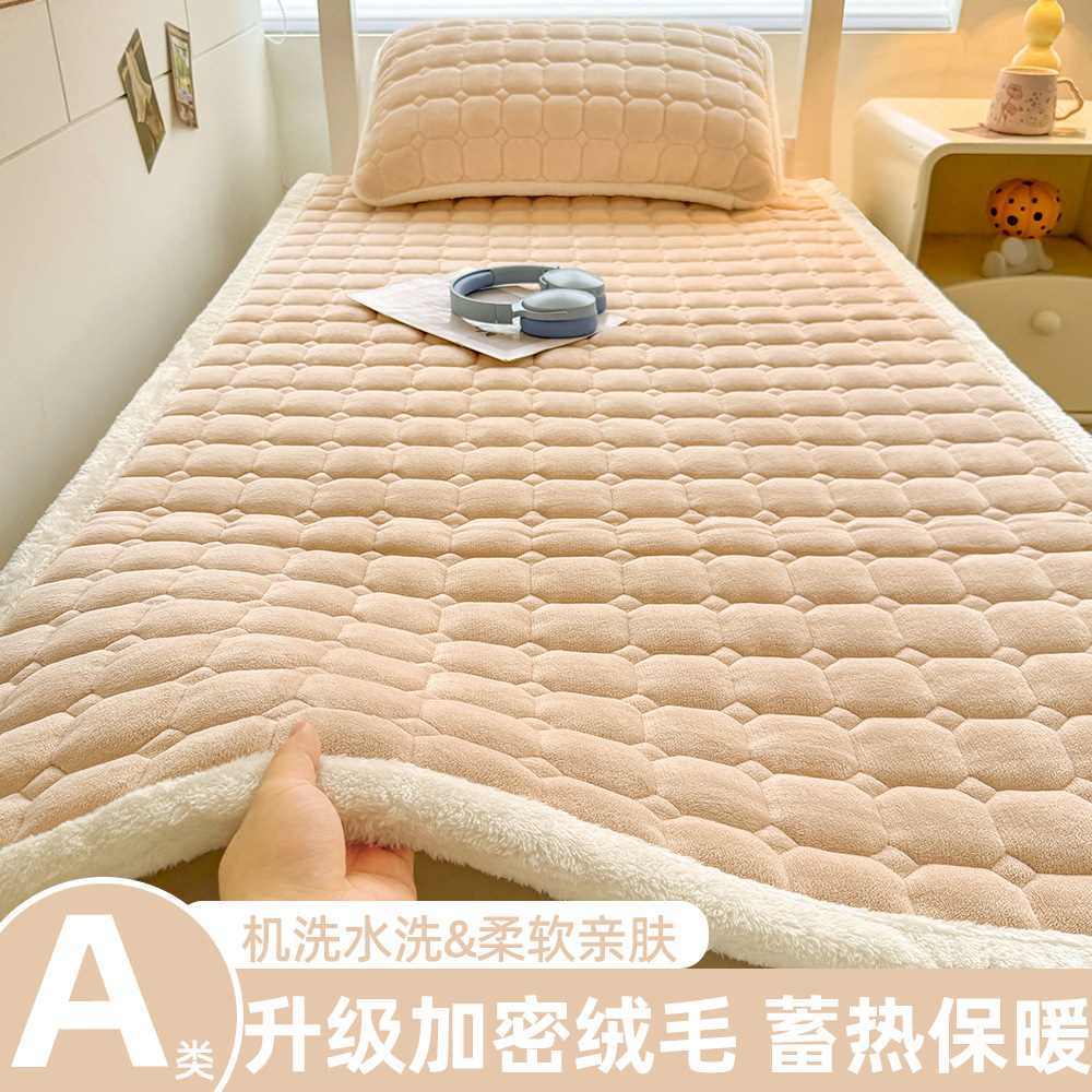 A級学生寮用ミルクベルベットマットレス、冬用厚手フリースパッド、入学時寮用シングルベッドマットレス