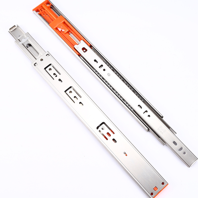 304不鏽鋼加厚液壓阻尼緩衝抽屜滑軌靜音三節導軌 衣櫥櫃軌道滑道