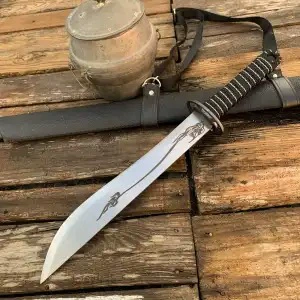 Боевой клинок однолезный позолоченная сталь Тяньхэн Дао вышитый весенний нож одна часть Tang Hengdao наружное транспортное средство монтированная самозащита холодное оружие законное без клинка