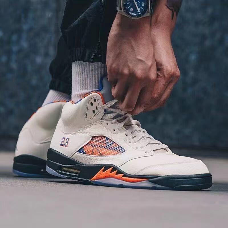 Original Label Shoes Aj5 Cross-Border Trade University Blue Bulls Black Warrior Racing Blue Oreo Casual Sports Basketball Shoes
