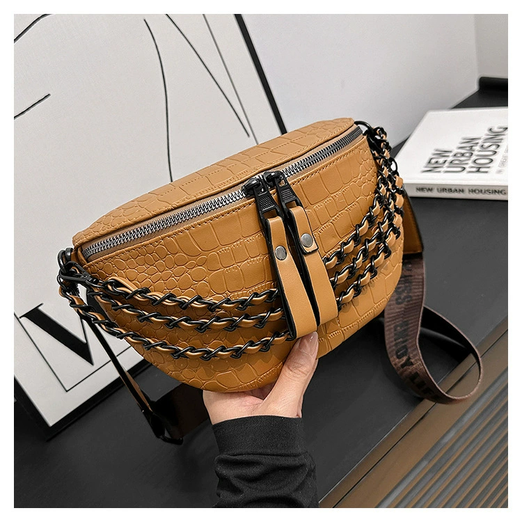 Chest bag, fashionable chain, belt bag, straps, small bag, 2023 collection, Korean style, western style