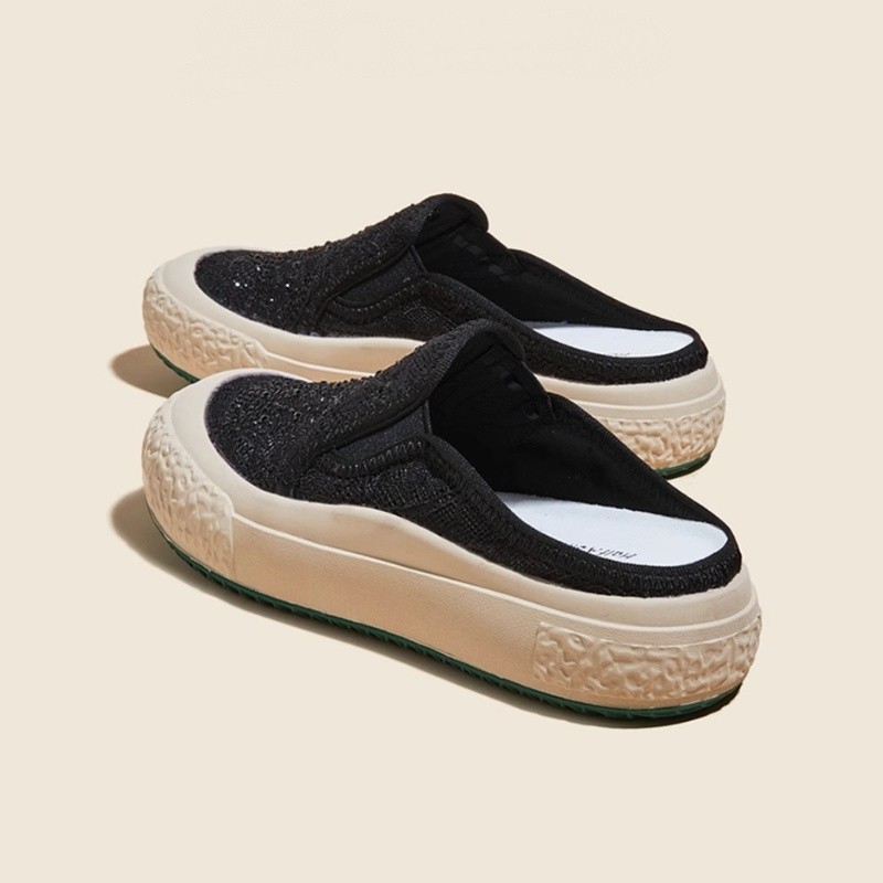 Damiu con la misma cabeza de bolsa media zapatillas mujeres 2025 moda pequeña fragancia zapatos de pescador de malla transpirable zapatos casuales con suela gruesa